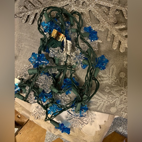 Other - (2) Blue and Clear Snowflake Holiday String Lights and yes they work